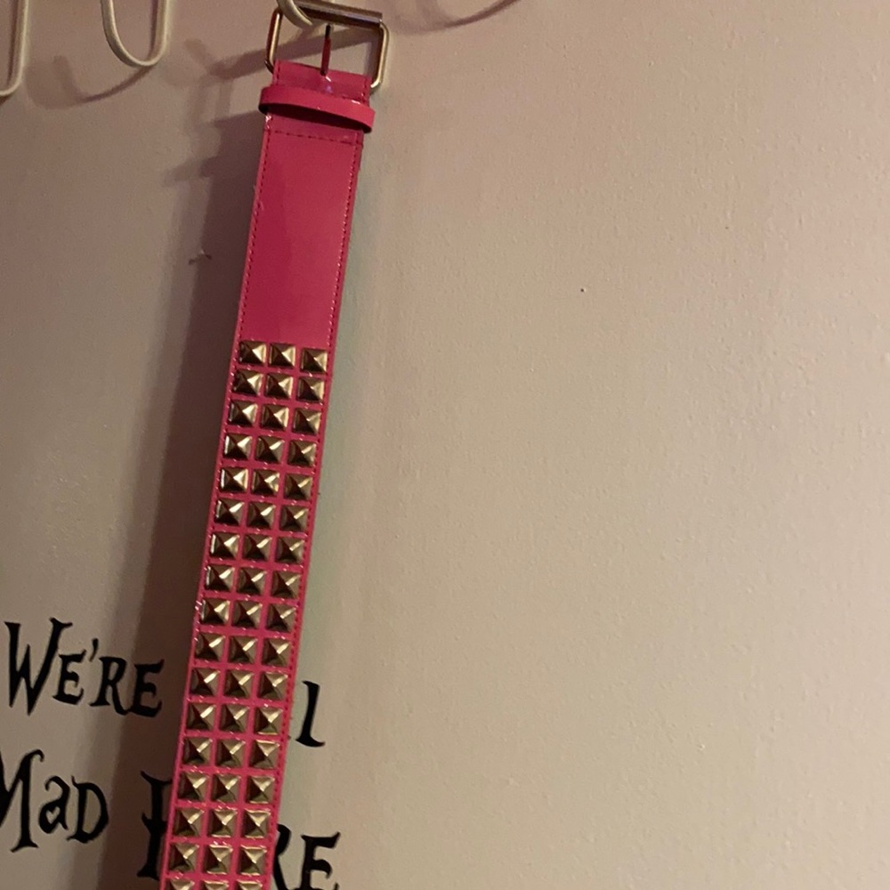 Funk Plus -Plus Size Pink Studded Belt pyramid punk rocker coachella